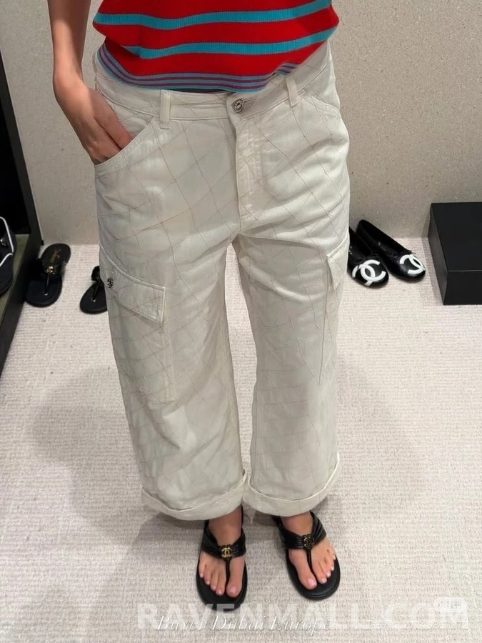 샤넬 샤넬 퀼팅 와이드핏 카고 팬츠 상세 이미지