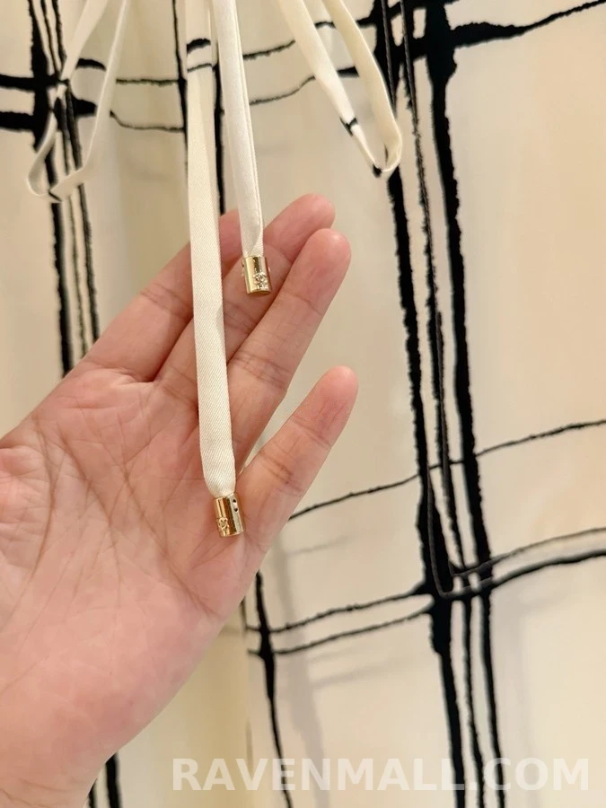 샤넬 샤넬 체크 드로스트링 와이드 팬츠 상세 이미지
