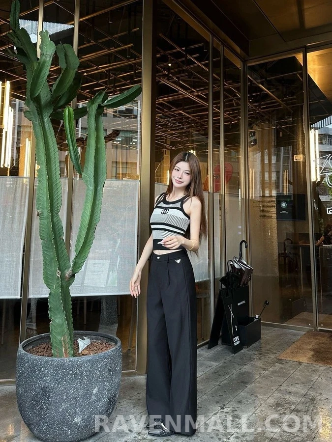 프라다 프라다 플리츠 와이드 팬츠 상세 이미지