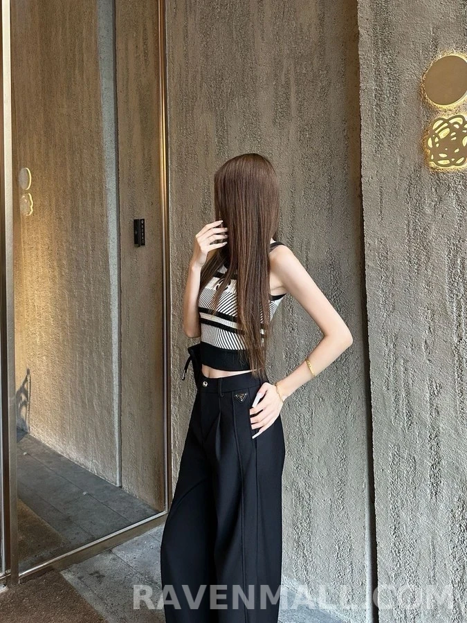 프라다 프라다 플리츠 와이드 팬츠 상세 이미지