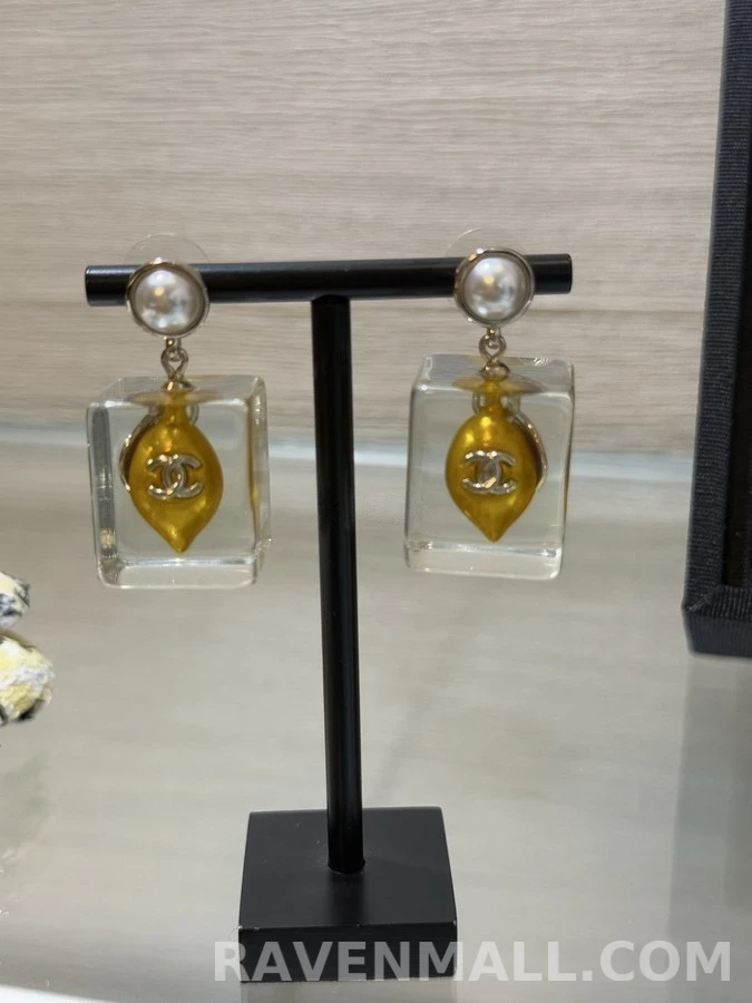 샤넬 샤넬 진주 레몬 블록 귀걸이 상세 이미지
