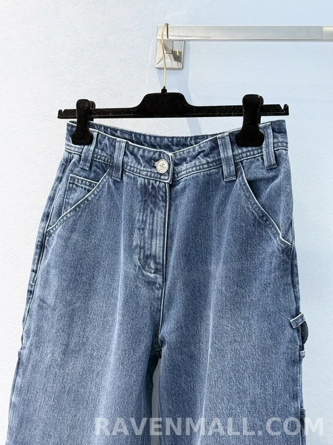 샤넬 샤넬 더블 C 로고 와이드 데님 팬츠 상세 이미지