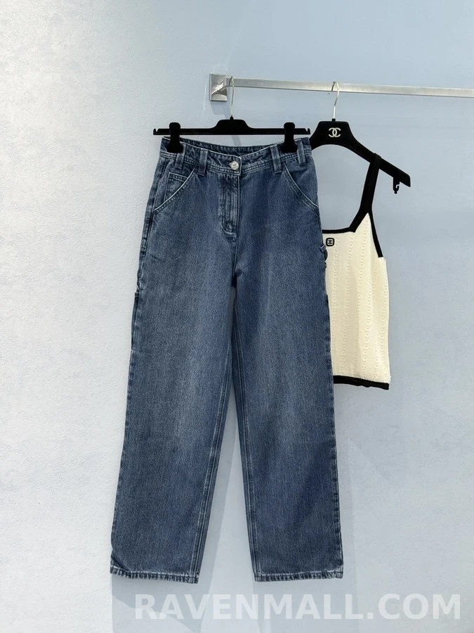 샤넬 샤넬 더블 C 로고 와이드 데님 팬츠 상세 이미지