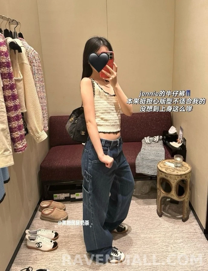 샤넬 샤넬 더블 C 로고 와이드 데님 팬츠 상세 이미지