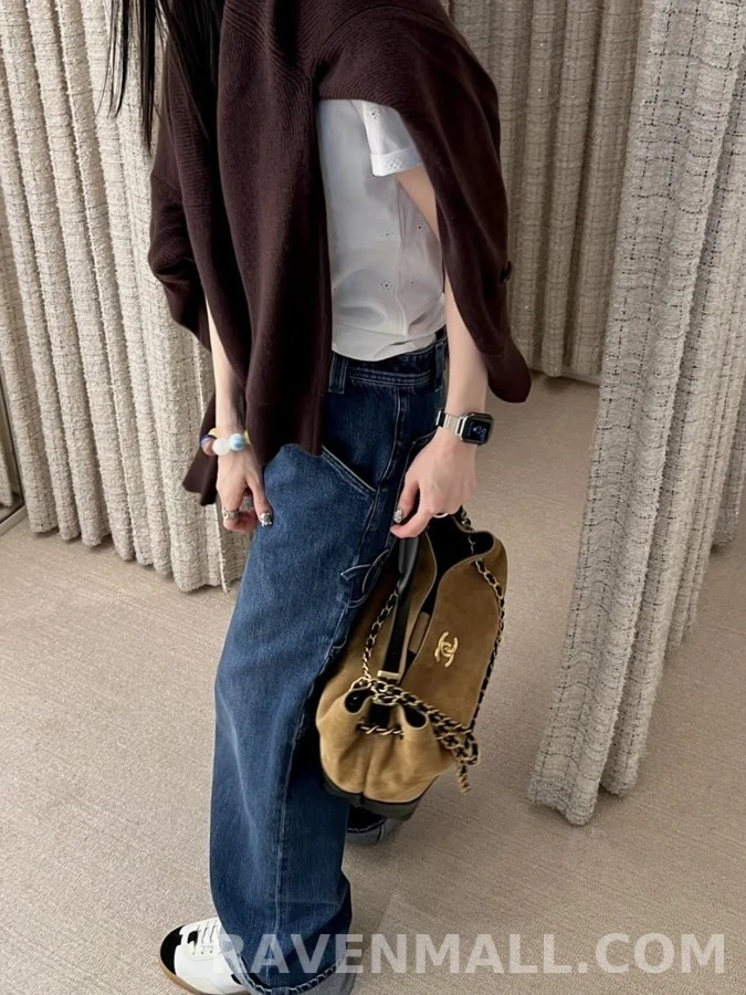 샤넬 샤넬 더블 C 로고 와이드 데님 팬츠 상세 이미지