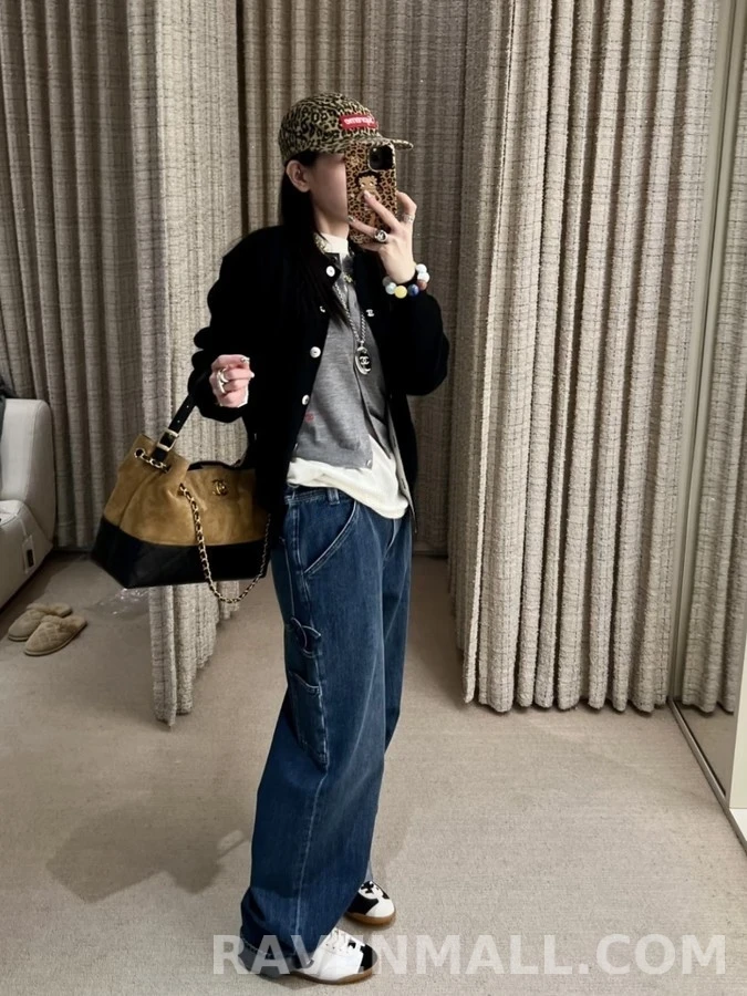 샤넬 샤넬 더블 C 로고 와이드 데님 팬츠 상세 이미지