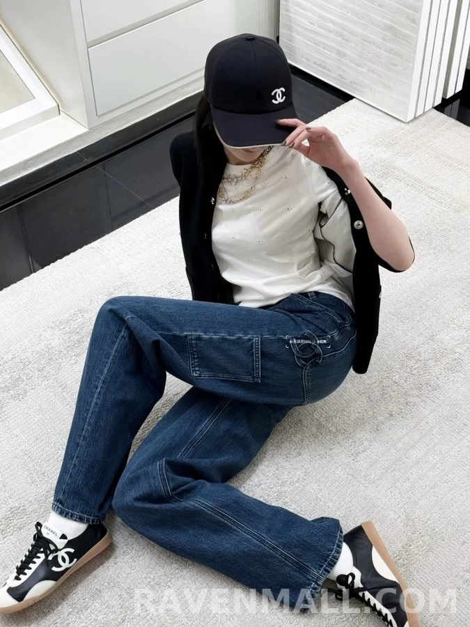 샤넬 샤넬 더블 C 로고 와이드 데님 팬츠 상세 이미지