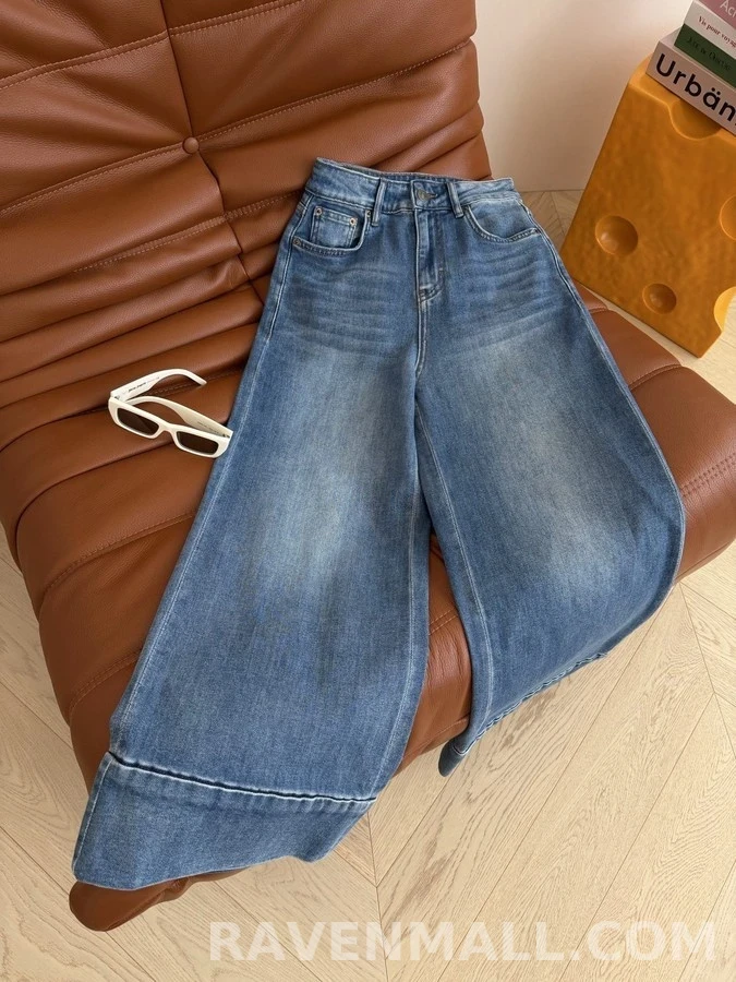 발렌티노 발렌티노 V 로고 와이드 커프 데님 팬츠 상세 이미지
