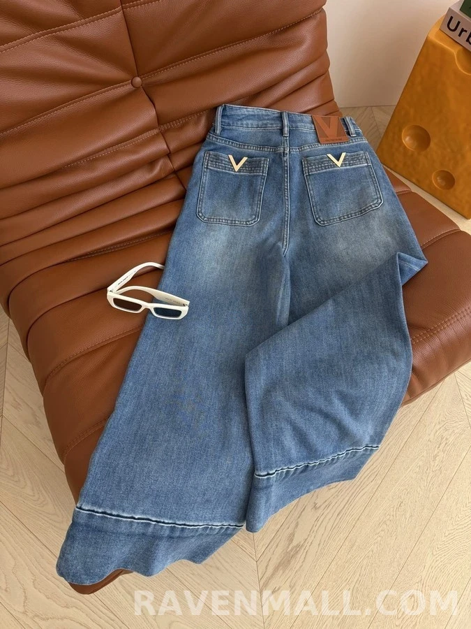 발렌티노 발렌티노 V 로고 와이드 커프 데님 팬츠 상세 이미지
