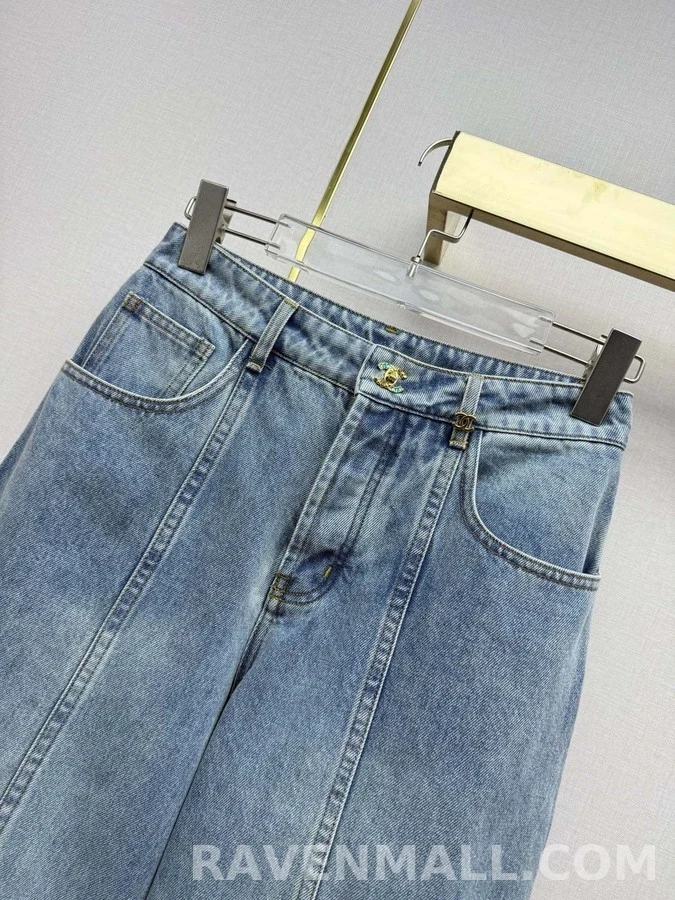 샤넬 샤넬 더블 C 자수 데님 와이드 팬츠 상세 이미지