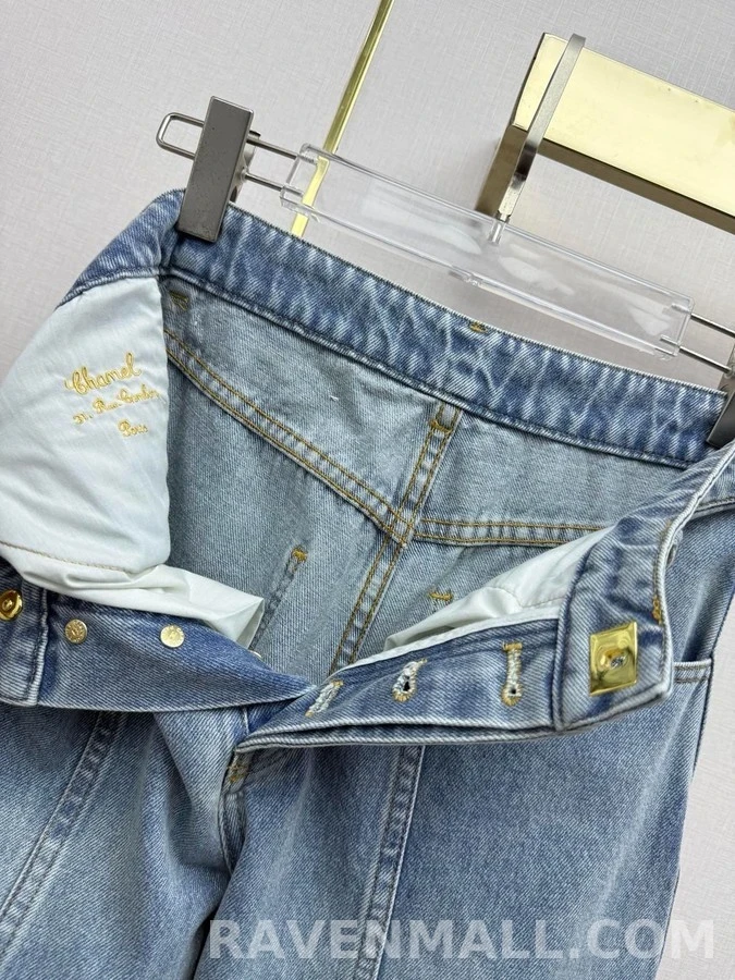 샤넬 샤넬 더블 C 자수 데님 와이드 팬츠 상세 이미지