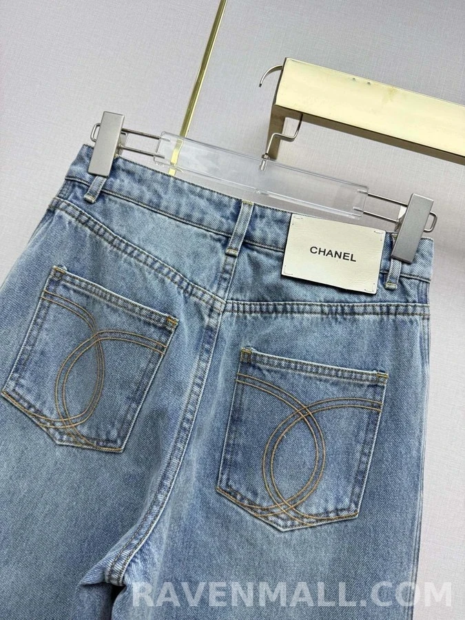 샤넬 샤넬 더블 C 자수 데님 와이드 팬츠 상세 이미지