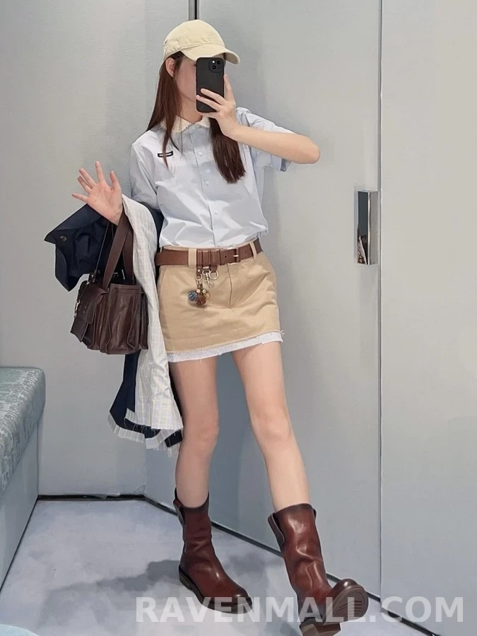 미우미우 미우미우 플리츠 레이어드 미니 스커트 상세 이미지