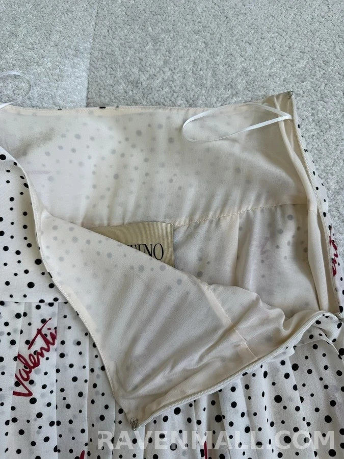 발렌티노 발렌티노 레터링 도트 플리츠 스커트 상세 이미지