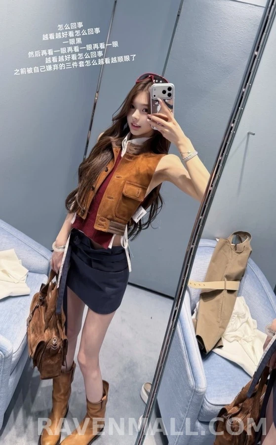 미우미우 미우미우 보우 데님 랩 스커트 상세 이미지