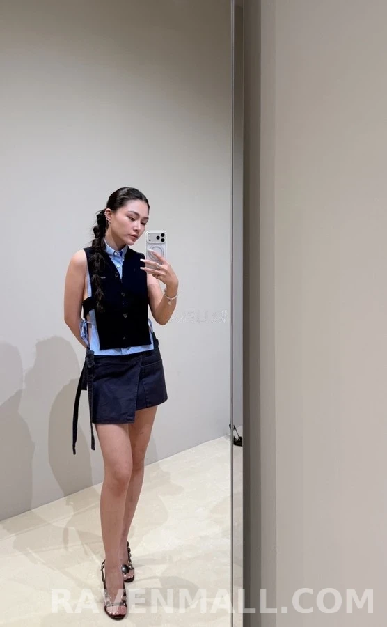 미우미우 미우미우 보우 데님 랩 스커트 상세 이미지