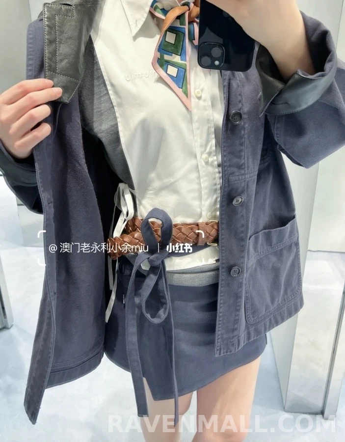 미우미우 미우미우 보우 데님 랩 스커트 상세 이미지