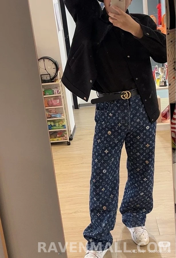 루이비통 루이비통 모노그램 데이지 자수 데님 팬츠 상세 이미지