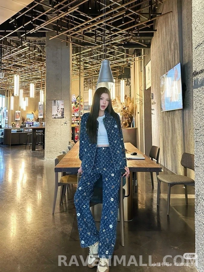 루이비통 루이비통 모노그램 데이지 자수 데님 팬츠 상세 이미지