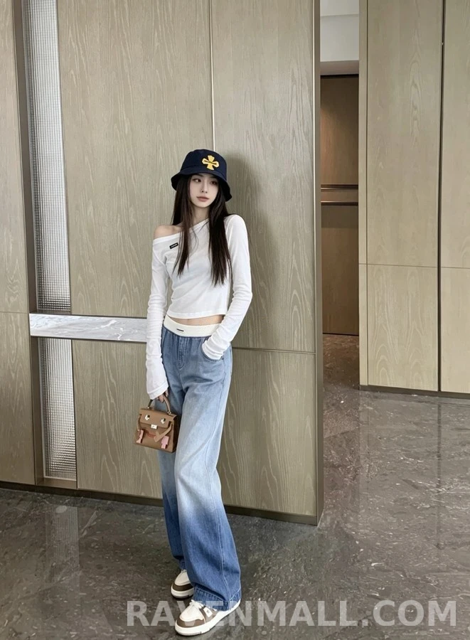 미우미우 미우미우 투톤 와이드 데님 팬츠 상세 이미지