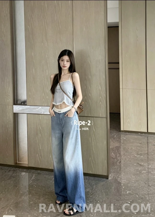 미우미우 미우미우 투톤 와이드 데님 팬츠 상세 이미지