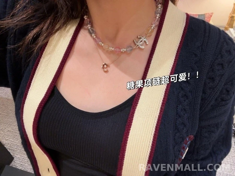 샤넬 샤넬 컬러 비즈 더블C 펜던트 목걸이 상세 이미지