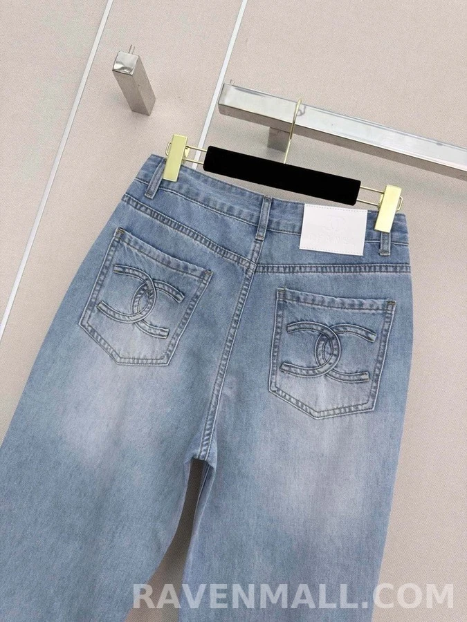 샤넬 샤넬 더블C 로고 부츠컷 데님 상세 이미지