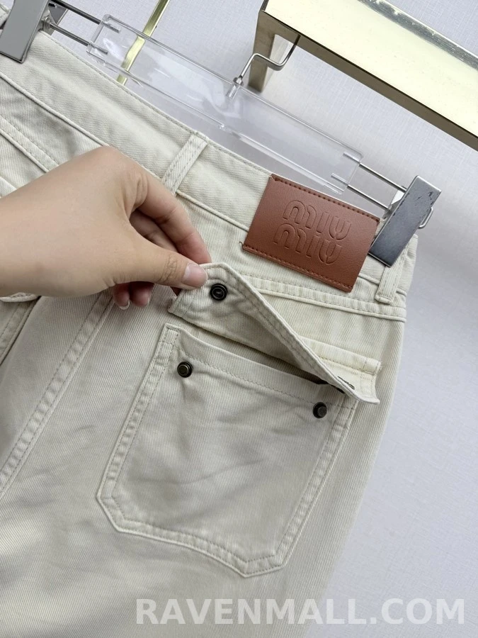 미우미우 미우미우 패치 포켓 와이드 레그 가죽 팬츠 상세 이미지