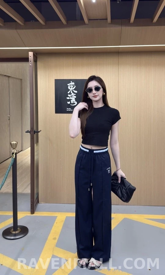 셀린느 셀린느 로고 드로스트링 와이드 팬츠 상세 이미지