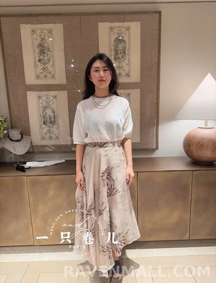 브루넬로 쿠치넬리 브루넬로 쿠치넬리 달리아 플라워 불규칙 헴라인 스커트 상세 이미지