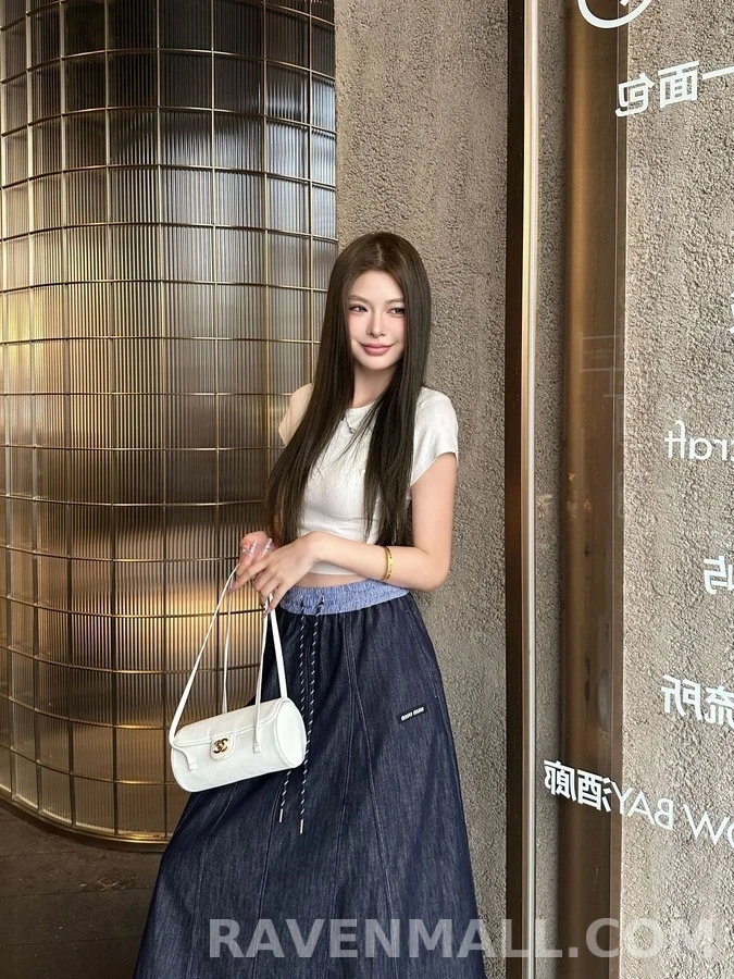 미우미우 미우미우 엘라스틱 허리 데님 스커트 상세 이미지