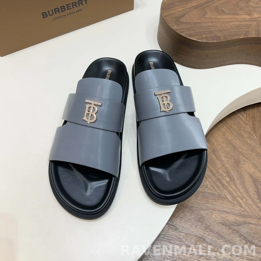 버버리 버버리 TB 로고 크로스 스트랩 슬라이드 상세 이미지