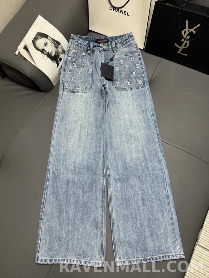 루이비통 루이비통 스팽글 와이드 데님 팬츠 상세 이미지