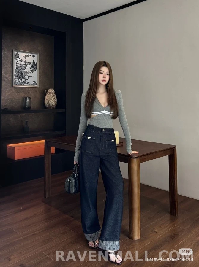 루이비통 루이비통 모노그램 롤업 와이드 데님 팬츠 상세 이미지