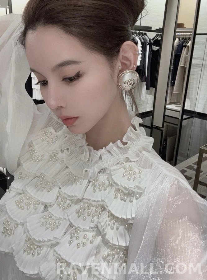 샤넬 샤넬 더블C 진주 버튼 이어링 상세 이미지