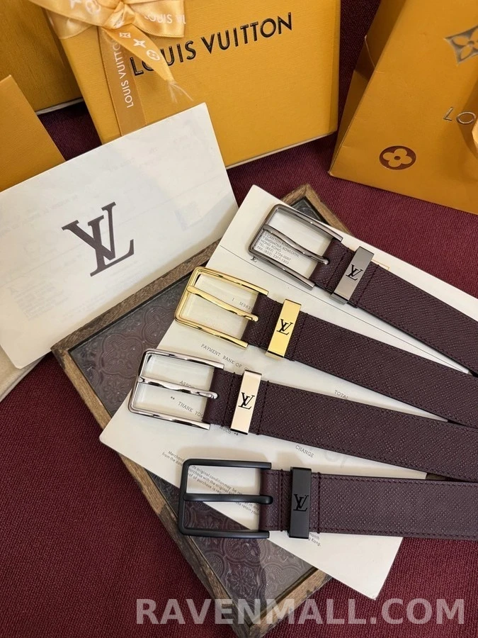루이비통 루이비통 V 로고 가죽 벨트 상세 이미지