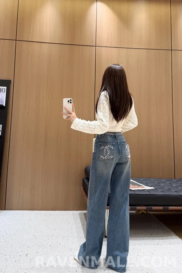 샤넬 샤넬 더블C 자수 데님 팬츠 상세 이미지