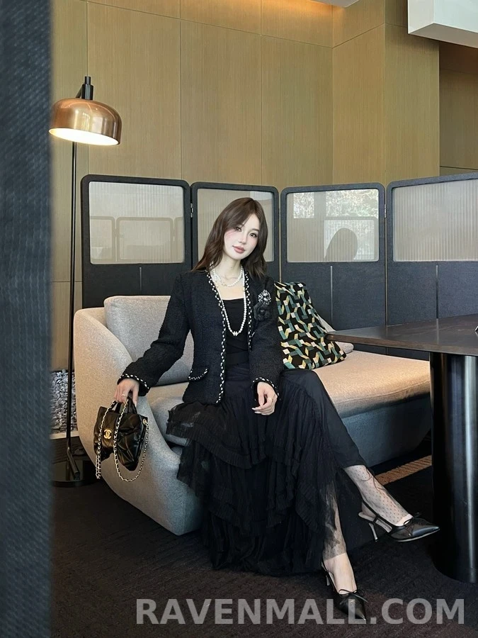 샤넬 샤넬 도트 망사 티어드 스커트 상세 이미지
