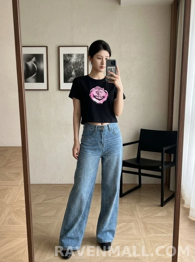 샤넬 샤넬 핫픽스 스트레이트 와이드 데님 팬츠 상세 이미지