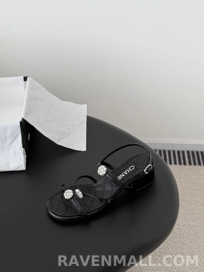 샤넬 샤넬 산다화 블록 힐 샌들 상세 이미지