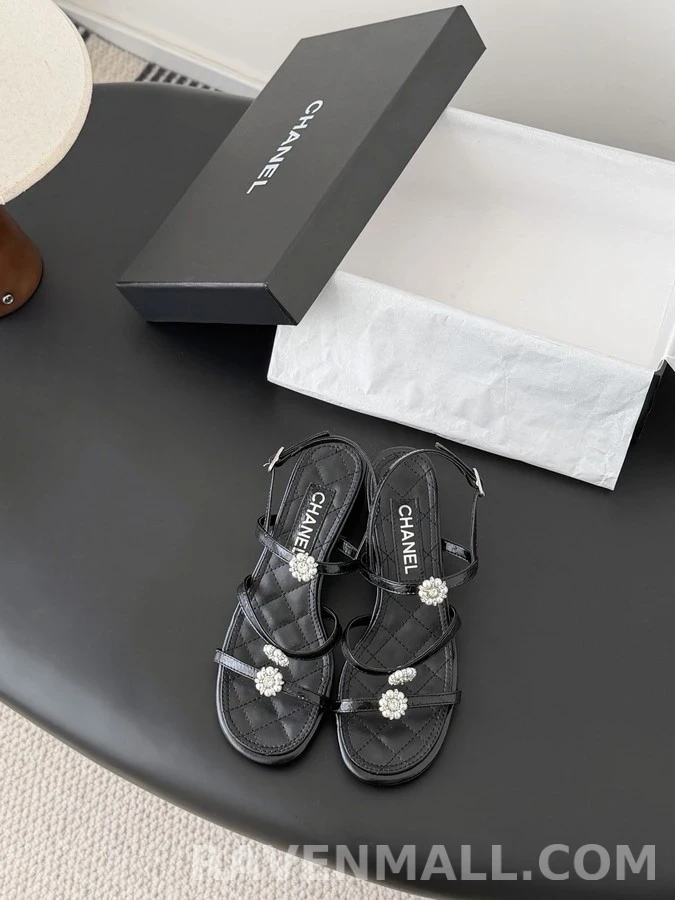 샤넬 샤넬 산다화 블록 힐 샌들 상세 이미지