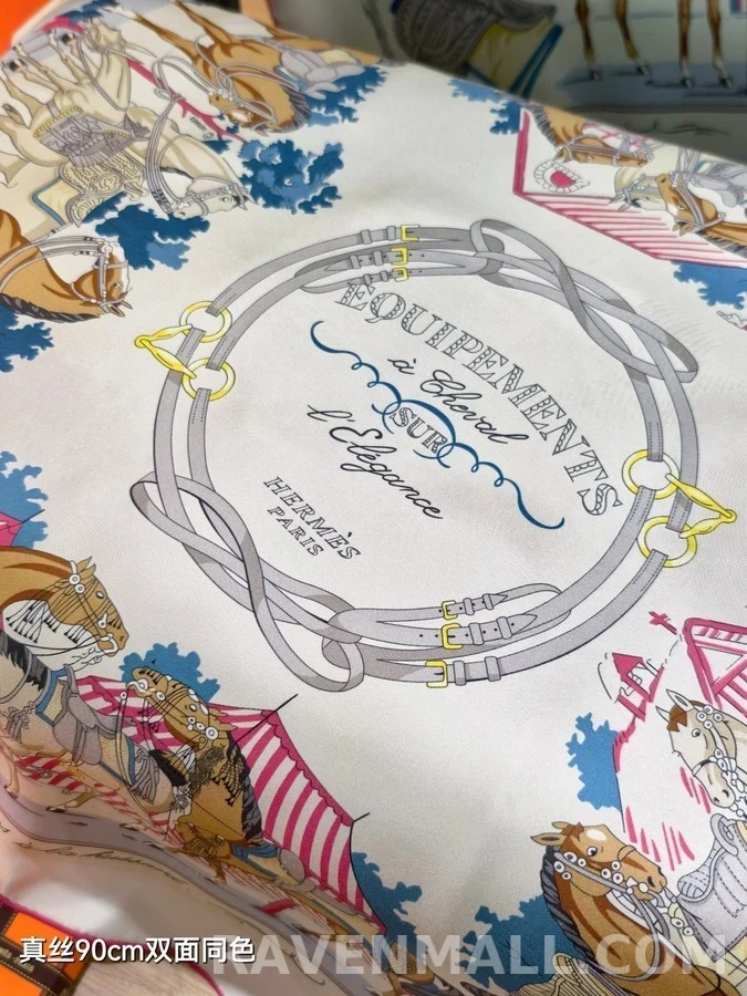 에르메스 에르메스 마구 문양 실크 스카프 상세 이미지