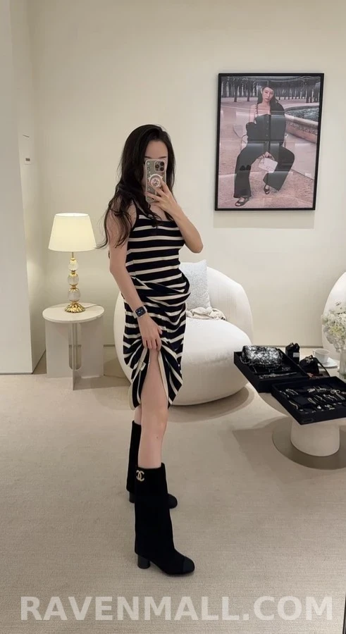 샤넬 샤넬 스웨이드 펄 로고 캡토 부츠 상세 이미지