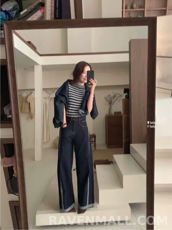 브루넬로 쿠치넬리 브루넬로 쿠치넬리 비즈 디테일 데님 와이드 팬츠 상세 이미지