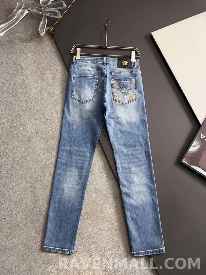 베르사체 베르사체 메두사 자수 워싱 데님 팬츠 상세 이미지