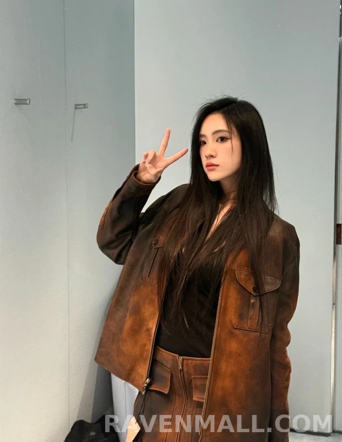 미우미우 미우미우 디스트로이드 레더 플랩 포켓 미니 스커트 상세 이미지