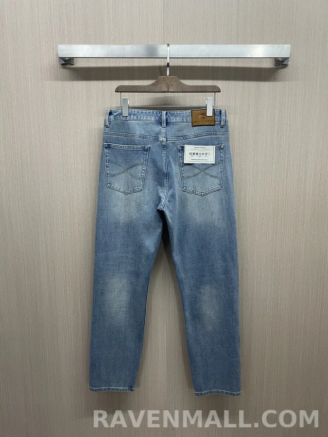 브루넬로 쿠치넬리 브루넬로 쿠치넬리 워싱 슬림 스트레이트 데님 팬츠 상세 이미지