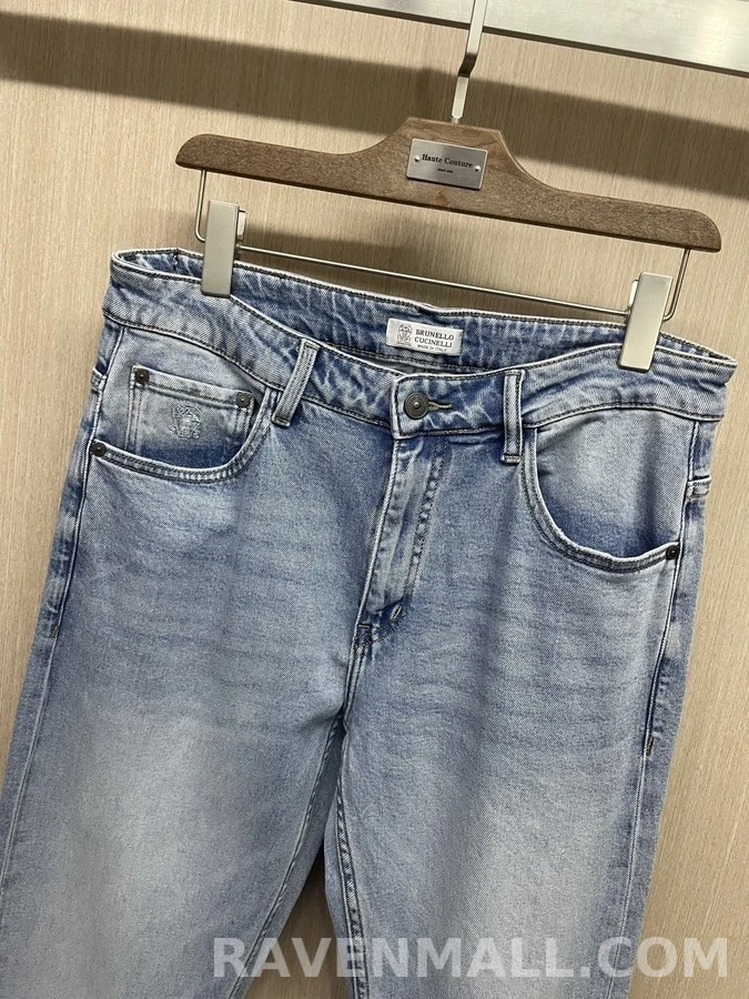 브루넬로 쿠치넬리 브루넬로 쿠치넬리 워싱 스트레이트 데님 팬츠 상세 이미지