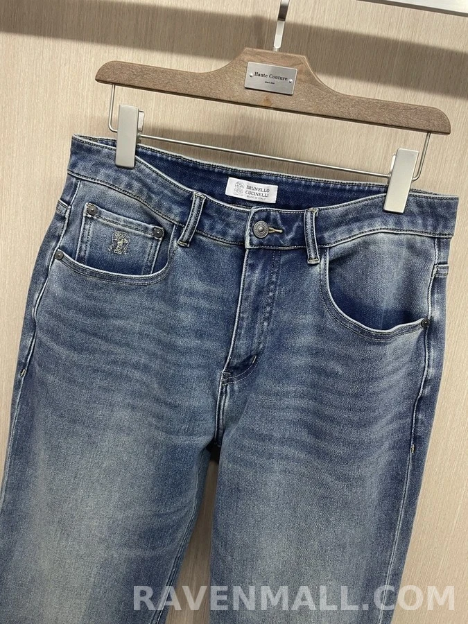 브루넬로 쿠치넬리 브루넬로 쿠치넬리 복고풍 워싱 와이드핏 데님 팬츠 상세 이미지
