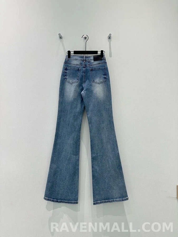 생로랑 세인트로랑 YSL 엠보 그라데이션 마이크로 부츠컷 데님 팬츠 상세 이미지